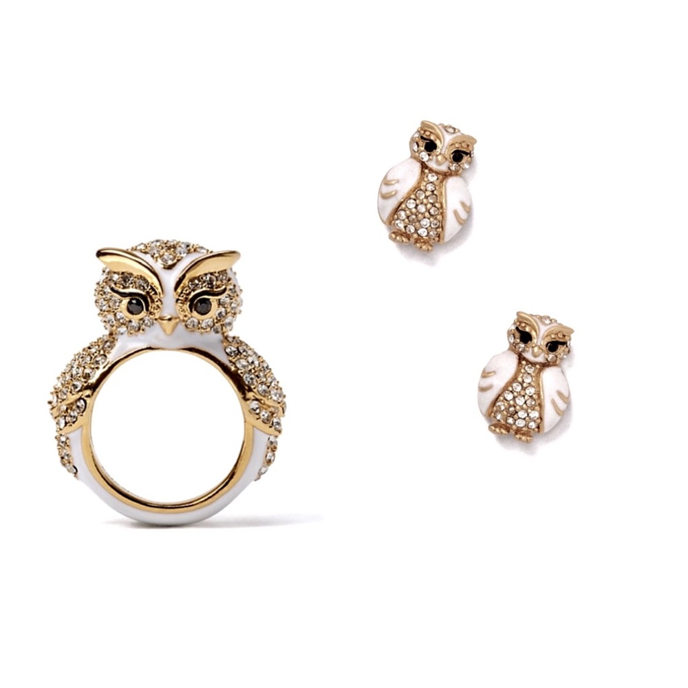 KATE SPADE • Star Bright Owl Ring & Earring Set - Picture 1 of 3